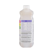 A 16 oz plastic bottle of diluted bleach with a white cap and a white label featuring a purple and multicolor warning panel, shown against a plain white background.