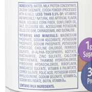 Nutritional label with ingredients and vitamins/minerals listed on a white background