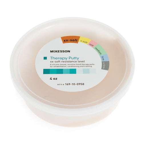 Mckesson therapy putty container with label on a white background