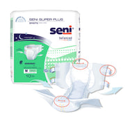Seni Super Plus briefs packaging with product display on a white background