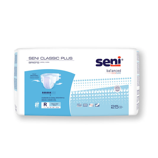 Package of Seni Classic Plus briefs on a white background
