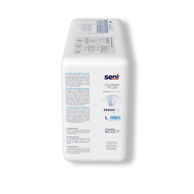 Pack of Seni Classic Plus diapers on a white background