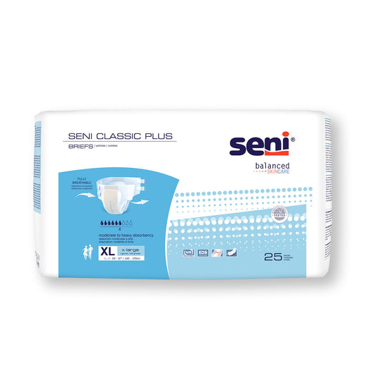Pack of Seni Classic Plus diapers on a white background