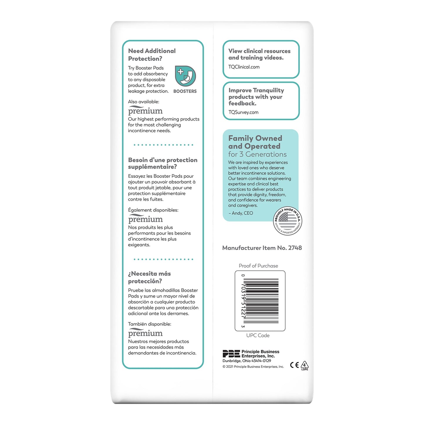 Back of a product packaging with text and a barcode on a white background
