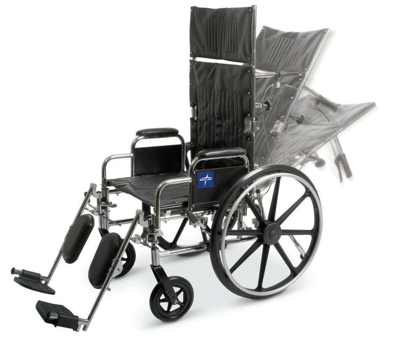 Wheelchair with reclining backrest on a white background