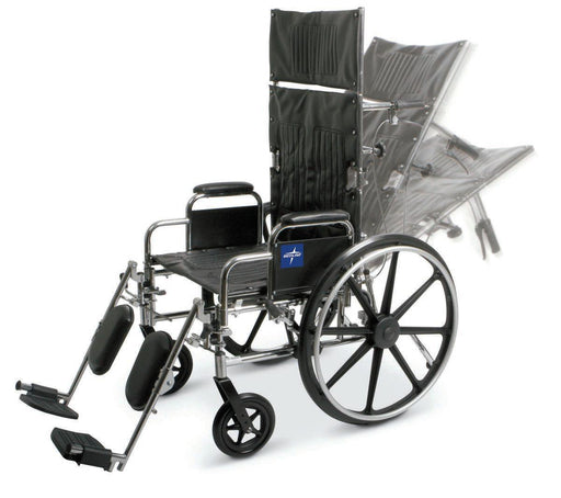 Wheelchair with reclining backrest on a white background