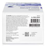Box of McKesson blood lances with text and barcodes on a white background