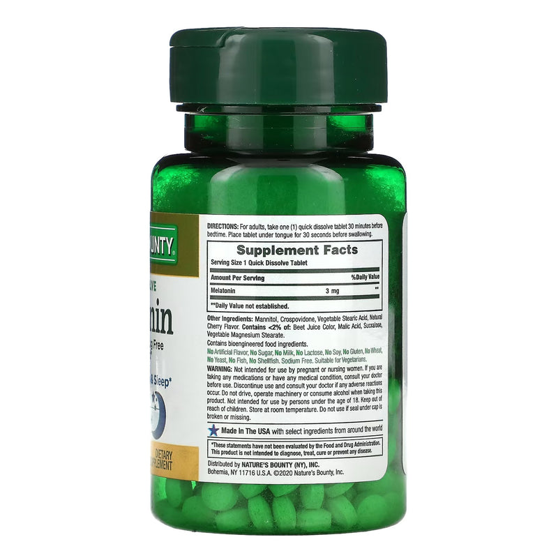 Nature's Bounty Melatonin 3 mg Tablets - 120 Count Bottle