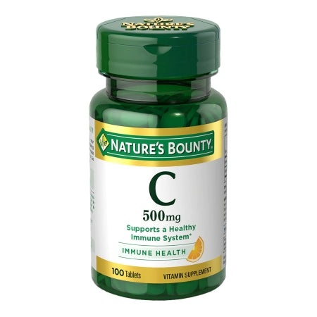Nature's Bounty Vitamin C supplement bottle on a white background