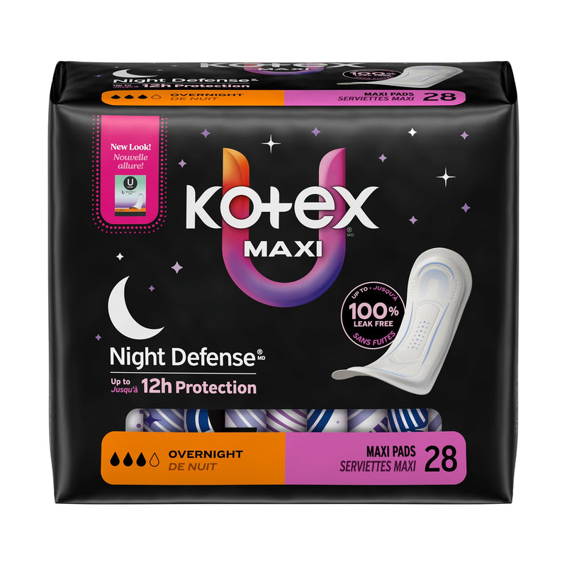 Kotex Maxi Night Defense packaging on a white background