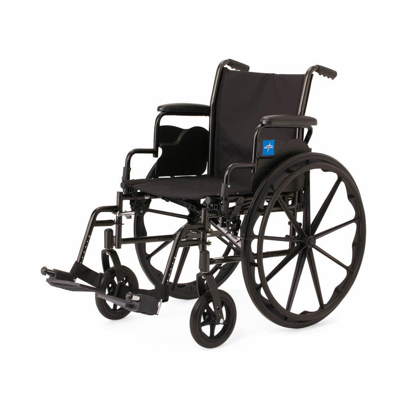 Black wheelchair with a visible logo on a white background