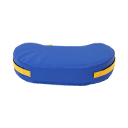 Blue and yellow cushion on a white background