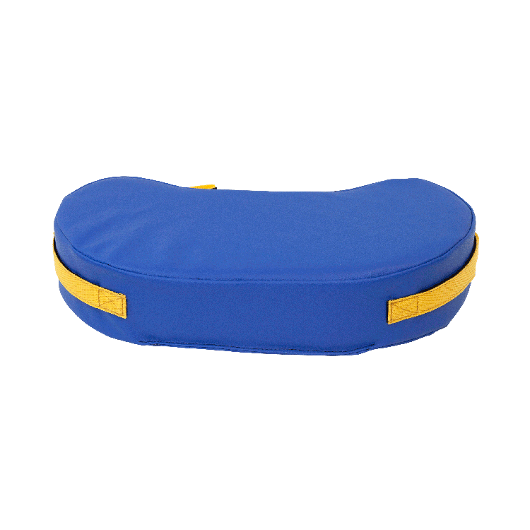 Blue and yellow cushion on a white background