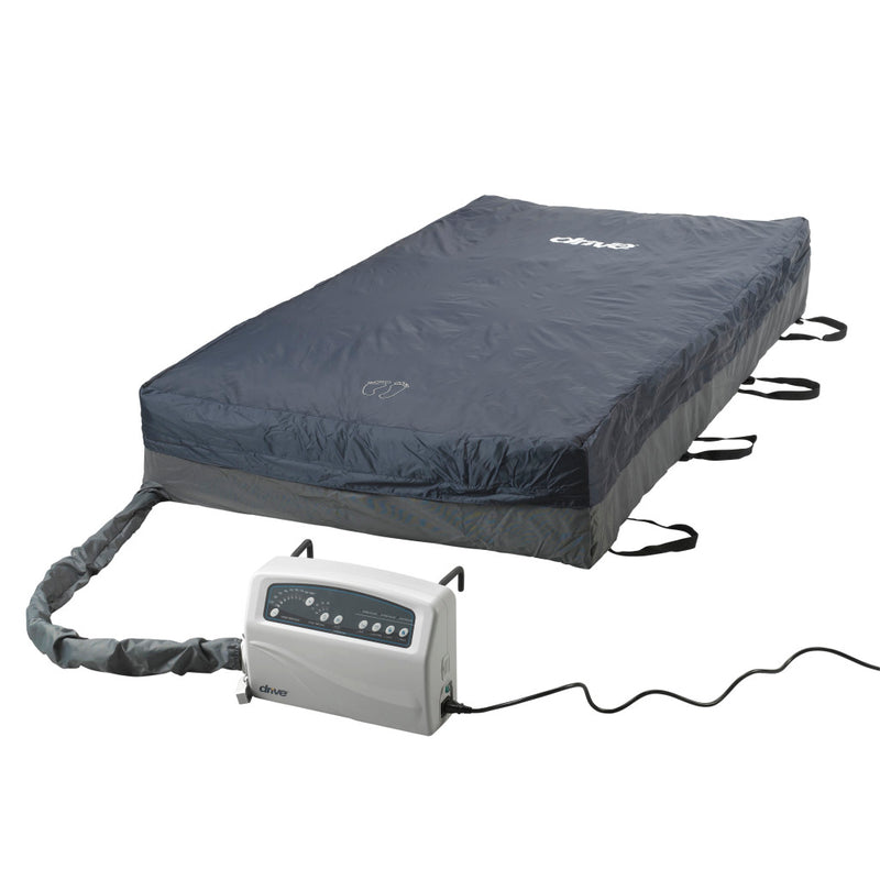 Inflatable air mattress with pump on a white background