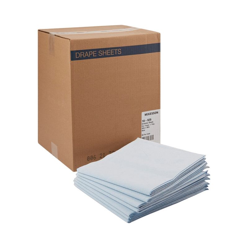McKesson Disposable Stretcher Sheets – 40x90", Blue, Tissue/Poly