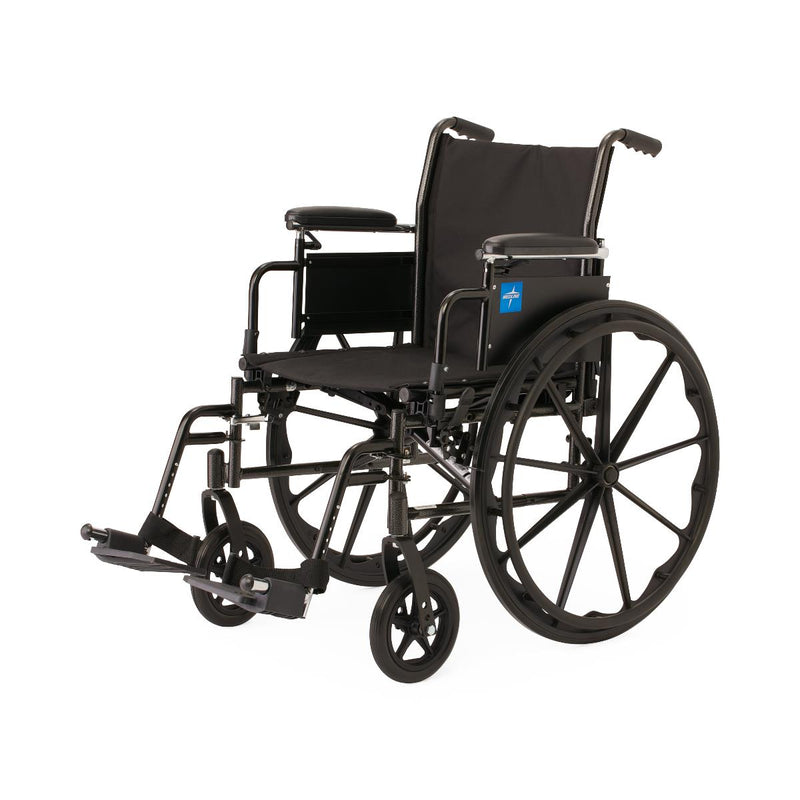 Black wheelchair with a visible logo on a white background