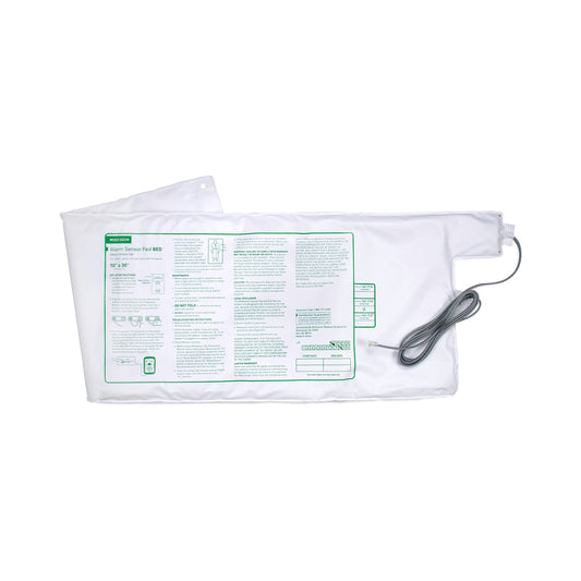 White heating pad with a cable on a white background