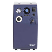 Blue mechanical device with various components on a white background