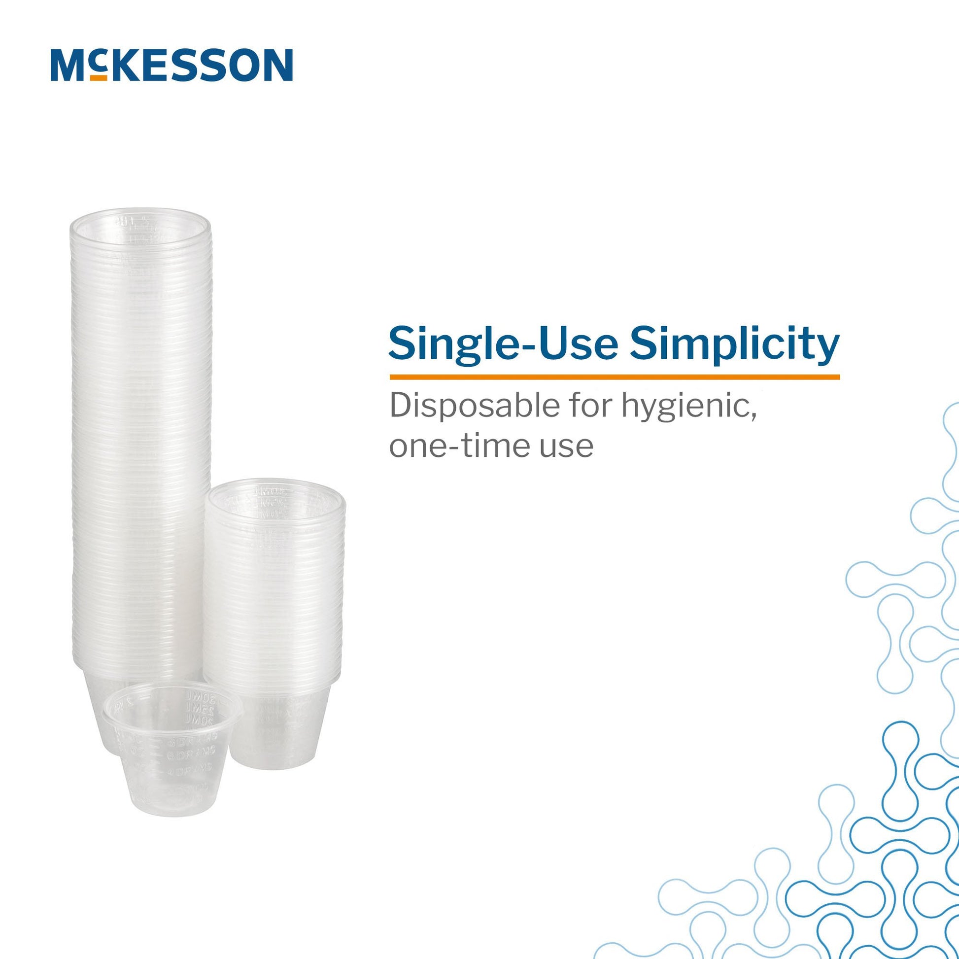 Clear disposable cups with McKesson branding on a white background