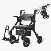 Black rollator with gray seat on a white background