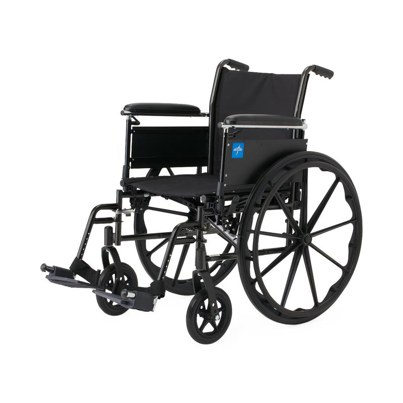 Black wheelchair with a visible brand logo on a white background