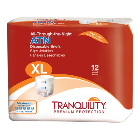 Pack of Tranquility disposable briefs for adults in XL size on a white background