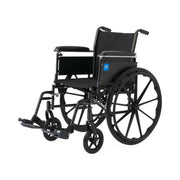 Black wheelchair with a visible brand logo on a white background