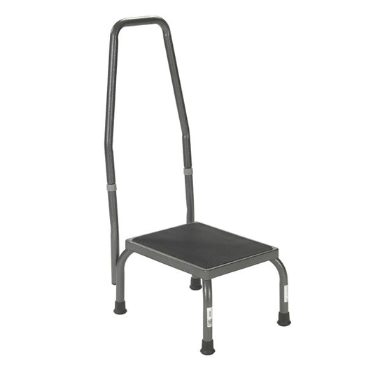 Step stool with handrail on a white background