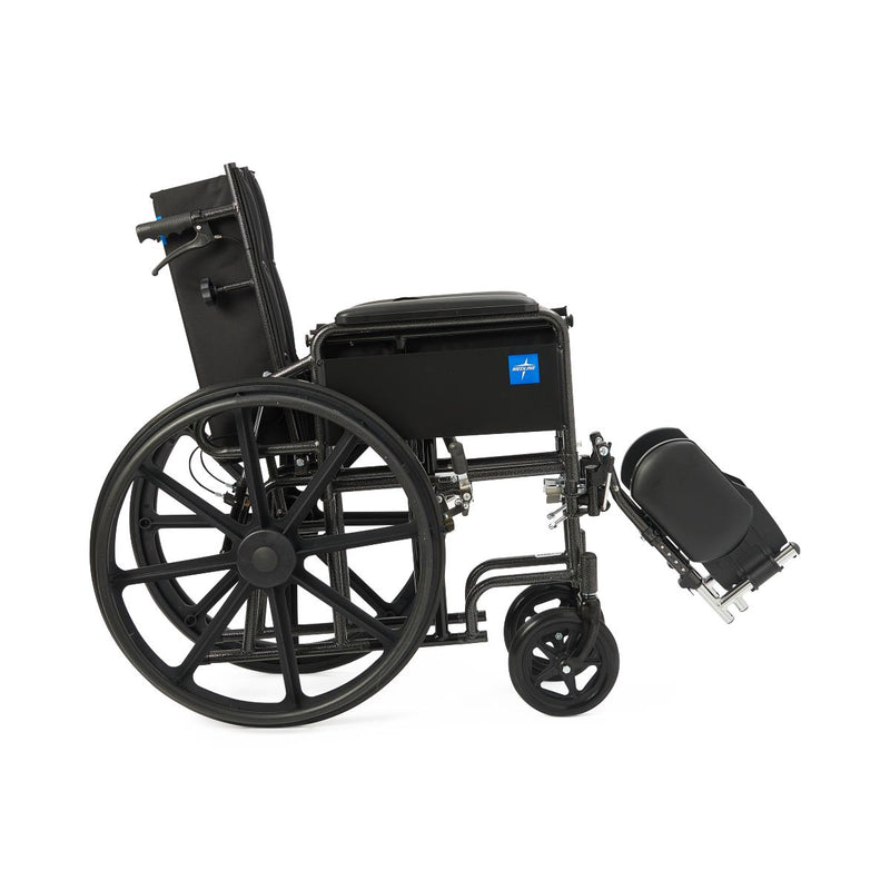 Black wheelchair with reclining backrest on a white background