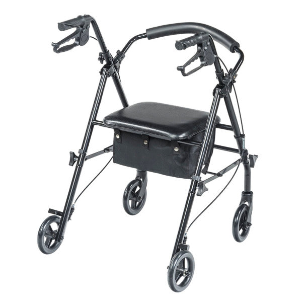 Black walker with wheels on a white background