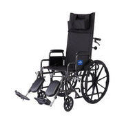 Black wheelchair with reclining backrest on a white background