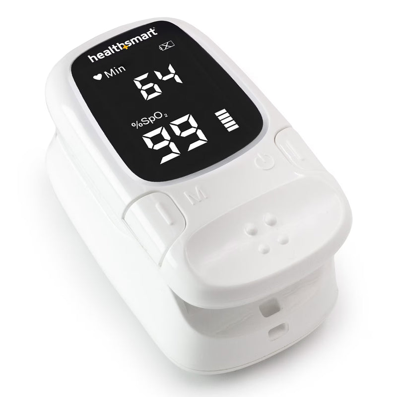 Digital pulse oximeter on a white background
