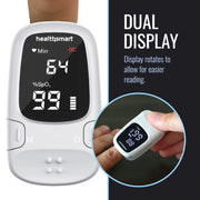 Healthsmart pulse oximeter with dual display on a white background
