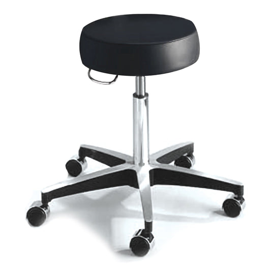 Black stool with wheels on a white background