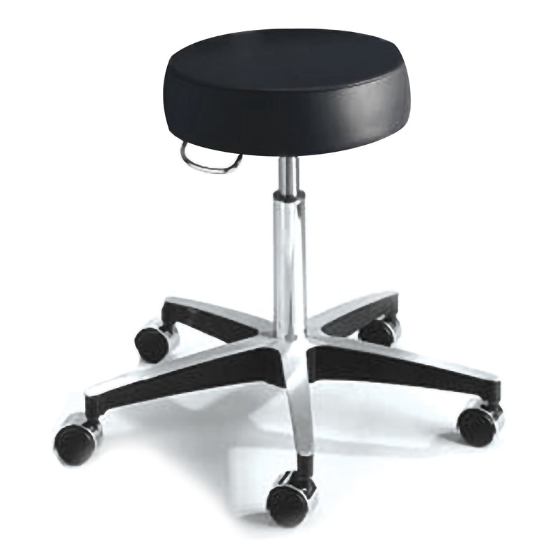 Black stool with wheels on a white background