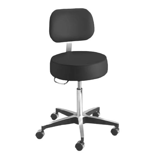 Black swivel chair with a backrest on a white background