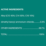 List of active and other ingredients on a teal background