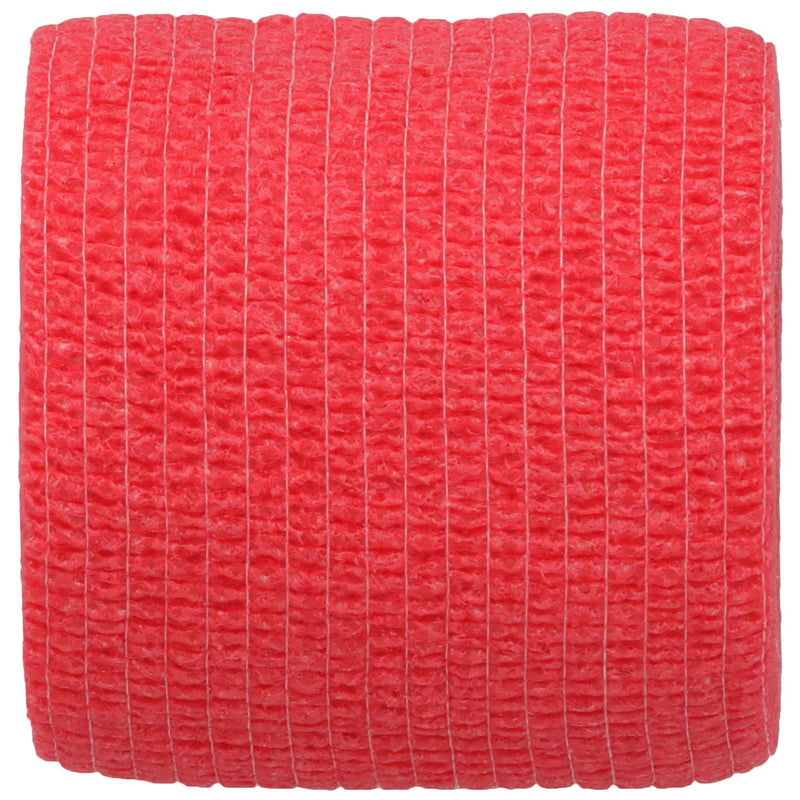 Red textured roll of bandage on a white background