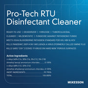 Pro-Tech RTU Disinfectant Cleaner label with Mckesson branding on a blue background