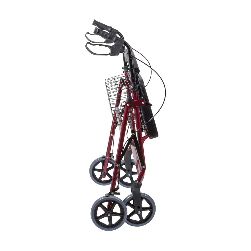 burgundy rollator folded