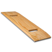 Wooden transfer board with two holes on a white background