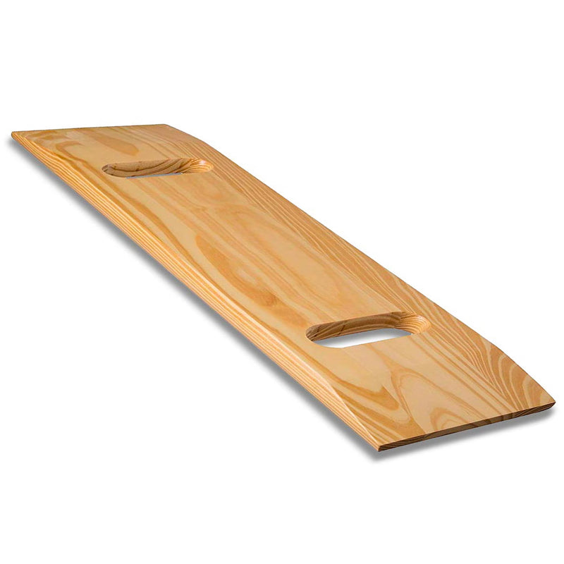 Wooden transfer board with two holes on a white background