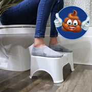 woman using toilet stool