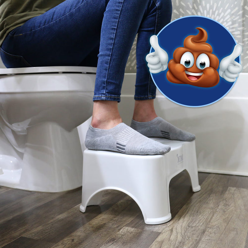 woman using toilet stool