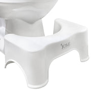 White plastic toilet training seat insert with a molded potty chair design, shown fitted under a white toilet. The brand name 'DMI' is printed on the side.