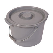 Gray bucket with a lid on a white background