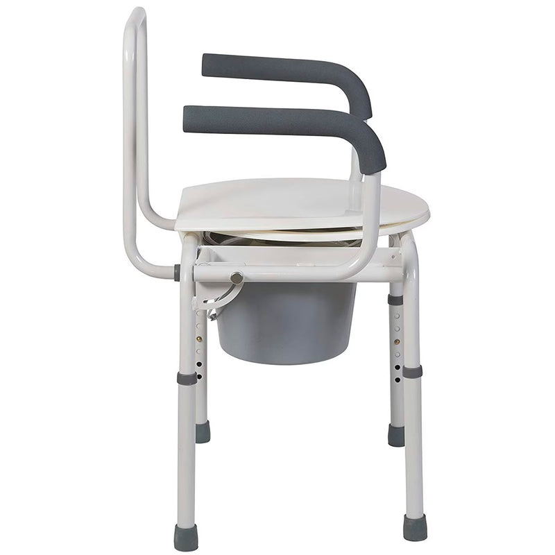 Medical commode chair with armrests on a white background