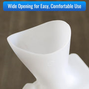 White plastic product with a wide opening on a brown background
