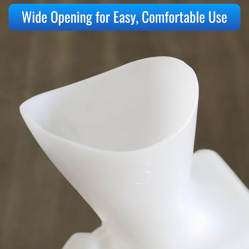 White plastic product with a wide opening on a brown background