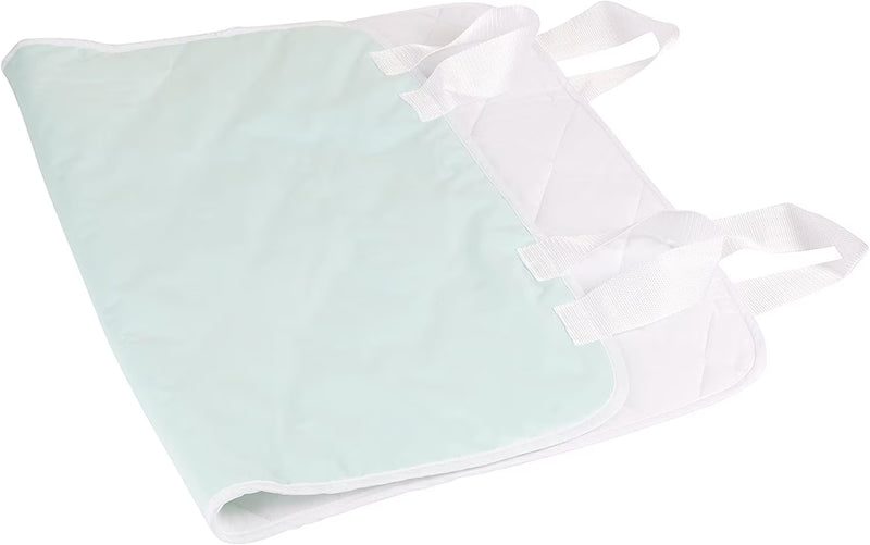 Light blue fabric with white trim on a white background